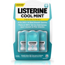 Mey İthalat Listerine Pocketpaks Nefes Şeritleri, Havalı Nane, 72 Adet