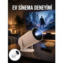 Zenviaa Sinema Projektörü Android HDMI USB Wifi Ses Çıkışlı Ayaklı Projeksiyon Taşınabil