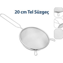 Die Grup 20CM Tel Süzgeç Metal Saplı Kulaklı (5324)
