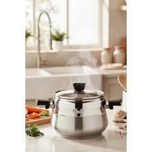 Bonera Special Paslanmaz Çelik 10 litre Düdüklü Tencere - Cam Kapak + Düdüklü Kapağı - 18/10