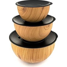 Mey İthalat Bambum Rose Wood - 3''lü Metal Karıştırma Kabı Kahverengi