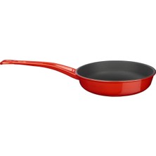 Mey İthalat Lava Metal Döküm Kızartma Tavası, Metal Saplı, 24 Cm, Kırmızı