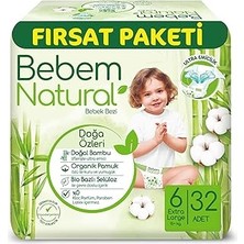 Mey İthalat Bebem Natural 6 Beden Xlarge Fırsat Paketi Bebek Bezi (1 x 32 Adet)