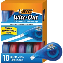 Mey İthalat Bıc Wite-Out Brand Ez Correct Correction Tape, White, 10-Count