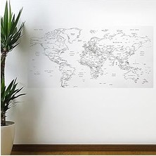 Mey İthalat Yazılabilir Dünya Haritası Manyetik Duvar Stickerı 110 x 56 cm