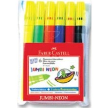 Mey İthalat Faber-Castell Jumbi-Neon Floresan Markör, 6'lı, 6 Renk