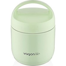 Mey İthalat Vagonlife Bento 1200ML Lunchbox 1 Kaseli 4-6 Saat Sıcak/soğuk Termos Özellikli Çelik Sefer Tası Yemek Kutusu (Yeşil)