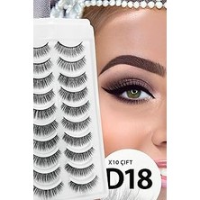 Mey İthalat Ruby Face Doğal Görünümlü Ipek Bütün 10LU Takma Kirpik Seti- 10 Çift Gerçek Takma Kirpik- Model: D18