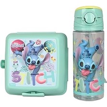 Mey İthalat Stitch Lisanslı 500 ml Matara ve 2 Katlı Beslenme Kabı Yemek Seti