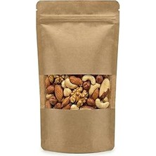 Mey İthalat Meldoro Pencereli Kraft Doypack Kilitli Poşet (11X18,5 Cm) - 50 Adet - Dik Duran Kilitli Torba, Küçük Boy (Yaklaşık 100 gr Malzeme Için)