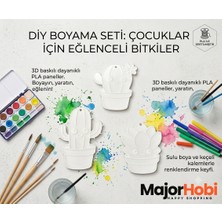 Major Hobi 3lü Kaktüs Boyama Paneli Seti 8-10 cm  Boyanabilir Dekoratif Figür