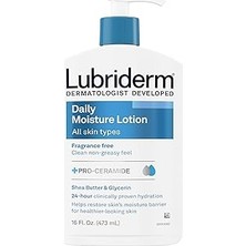 Mey İthalat Lubriderm Günlük Nem Nemlendirici Kokusuz Vücut Losyonu Pro-Vitamin B5 ile Sağlıklı Görünümlü Ciltler Için Normal-Kuru Ciltler Için, Yağsız ve Kokusuz Losyon, 16 ml