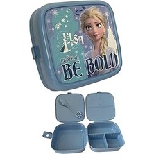 Mey İthalat Frozen Beslenme Kutusu Mavi 4 Bölmeli Kız Figürlü 1 Adet Elsa Yemek Saklama Kabı Mavi Beslenme Çantası