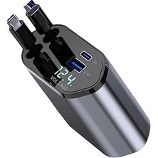Mey İthalat Araç Çekilebilir Araç Şarj Cihazı 2 USB Bağlantı Noktası Desteği 120W Süper Hızlı Şarj Flaş Şarj 4'ü 1 Arada Çakmak, A