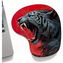 Mey İthalat Angry Tiger Bilek Destekli Mouse Pad,baskılı Masa Pedi,ergonomik Rahat Konforlu Mouse Pad