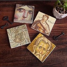 Mey İthalat Pinecone Soteria Mozaiği, Çingene Kızı, Mozaik Serisi Taş Bardak Altlığı Seti - 4 Parça - Dekoratif, Rustik Mutfak Aksesuarı, 10X10 Cm, Kaydırmaz Tabanlı, Şık ve Dayanıklı SC121