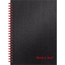 Mey İthalat Black N' Red Notebook, Dayanıklı Sert Kapak, Birinci Sınıf Optik Kağıt, Scribzee Uygulaması Uyumlu, Çevre Dostu, Spiral Cilt, 8-1/4 Inç, 70 Çift Taraflı Çizgili Çarşaf, 1 Adet (L67000)