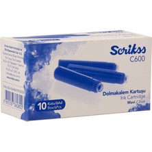 Mey İthalat Scrikss Kartuş Dolma Kalem Kartuşu 6'lı Blister 10'lu Paket Mavi