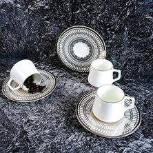 Mey İthalat Evaliza Crown Platin 6 Kişilik Kahve Fincan Takımı 80 ml