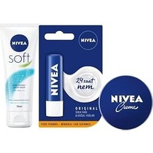 Mey İthalat Nıvea Soft 75 ml + Nıvea Dudak Kremi Original + Nıvea Krem 75 ml