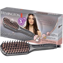 Mey İthalat Remington Saç Düzleştirici Keratin Protect 2'si 1 Arada Düzleştirici ve Saç Fırçası, Badem Yağı ile Zenginleştirilmiş Keratin Seramik Kaplama, Dijital Ekran, 150-230°C CB7480