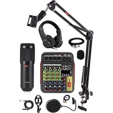 Mey İthalat Lastvoice Rec Paket-2 BM800 Mikrofon Phantomlu Mikser Kulaklık Stand Filtre Set