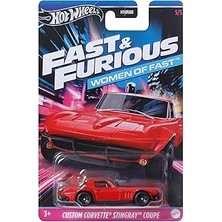 Mey İthalat Hot Wheels Auto Custom Corvette Stinggrey Coupe - Fast And Frious Kadınlar - Model Döküm Ölçeği 1:64 - Uzunluk 7 Cm, HRW40