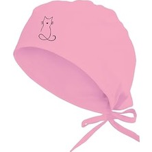 Mey İthalat Unisex Pembe Kedi Temalı Hastane Bonesi