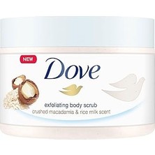 Mey İthalat Dove Vücut Peelingi Macadamia Fındığı ve Pirinç Sütü 225 ml Beyaz