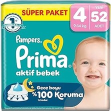 Mey İthalat Prima Aktif Bebek Süper Paket 4 Beden 52 Adet