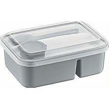 Mey İthalat Orret Home 3 Bölmeli Beslenme Kabı 920 ml Sosluklu Sızdırmaz Kapaklı Bpa Içermez Çatal Kaşık Dahil Lunch Box Bölmeli Yemek Kabı (Gri)
