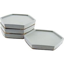 Mey İthalat Bubigo Beton Bardak Altlığı Gri Mantar Tabanlı 4'lü Set 11,5 x 10 x 1,5 cm BTNMS-2018208 Btg-76