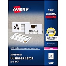 Mey İthalat Avery Laser Kartvizitler, 2 x 3.5-Inç, Beyaz, Box 2500 Kart (5911)
