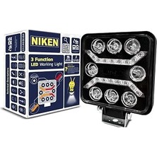Mey İthalat Niken Off Road Sis Lambası Çalışma Lambası Pro 8 LED Kare 3 Fonksiyonlu