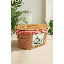 Mey İthalat Digithome Oval Rattan Hasır Patates Soğan Çift Bölmeli Sepet Düzenleyici Organizer -9T03