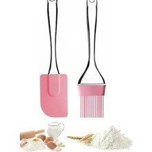Mey İthalat Silikon Spatula ve Fırça Seti, Silikon Yağ Fırçası, Silikon Yağ Sos Yumurta Fırçası, Damla Saplı Mutfak Hamur Spatula