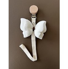 Mey İthalat Bebek Emzik Askısı/emzik Askılığı - Kelebek Desenli, Güvenli Klipsli (Beyaz)