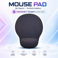 Black Flex Dijital Baskılı Memory Foam Ergonomik Bilek Destekli Petek Gri Mause Pad