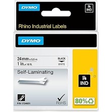 Mey İthalat Dymo Rhinopro, Lamine Vinil (24 mm x 5.5 Mt), Beyaz/siyah - 1734821