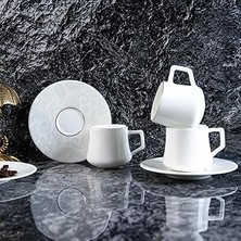 Mey İthalat Evaliza Paisley White Double 6 Kişilik Kahve Fincan Takımı 130 ml