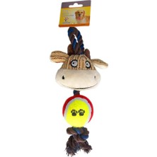 Mey İthalat Eastland 510137 Evcil Hayvan (Kedi - Köpek) Oyuncağı, Inekli ve Tenis Toplu Stres Ipi, 35X12 cm