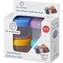 Mey İthalat Ucr Home 4‘lü 50 ml Mini Anne Bebek Süt ve Mama Bebek Organik Besin Ölçekli Sızdırmaz Kapaklı Saklama Kabı