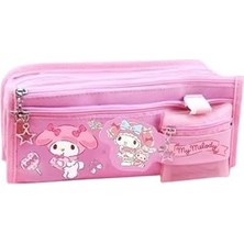 Mey İthalat Sanrio My Melody Pembe Yüksek Kapasiteli Çok Gözlü Kalemlik Kalem Kutusu