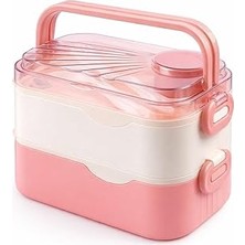 Mey İthalat 1350 ml Paslanmaz Çelik Bento Lunch Box Iki Kat Üç Bölme Yeni Nesil Sefer TASI-1350ML-101102S