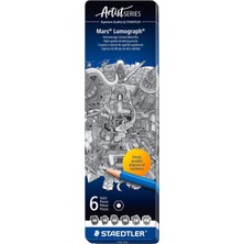 Mey İthalat Staedtler 100 G6 Mars Lumograph Kursun Kalem 6'lı Metal Kutuda 8b, 7b, 6b, 4b, 2b, Hb