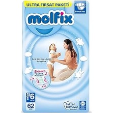 Mey İthalat Molfix Ultra Fırsat Paketi Extra Large 6 Beden Bebek Bezi (1 x 62 Adet), Çok Renkli