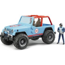 Mey İthalat Bruder - Jeep Cross Safari Aracı & Kasklı Pilotu, Mavi Ölçekli Model