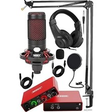 Mey İthalat Midex Cxn-30 Paket-8 Stüdyo Ses Kartlı Condenser Mikrofon Stand Kulaklık Seti