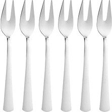 Mey İthalat Limon ve Fondü Çatalı Seti, Çelik, 11 Cm, Gümüş Metalik, 6 Parça