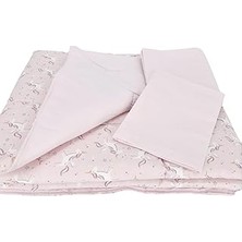 Mey İthalat Bebek El Yapımı At Desenli Yorgan Çarşaf ve Yastıklı Üçlü Set (Pembe)